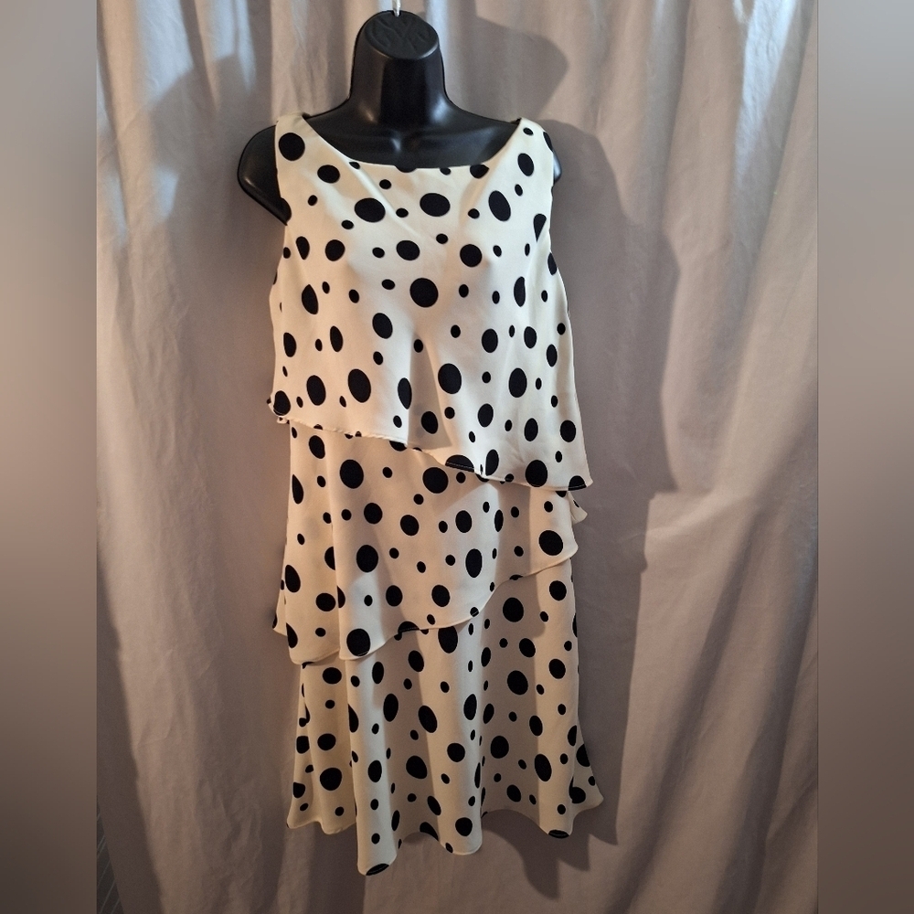 S.L. Fashions Black and White Asymmetrical Cocktail Dress